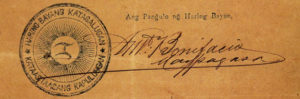 Katipunan seal with Andres Bonifacio's signature
